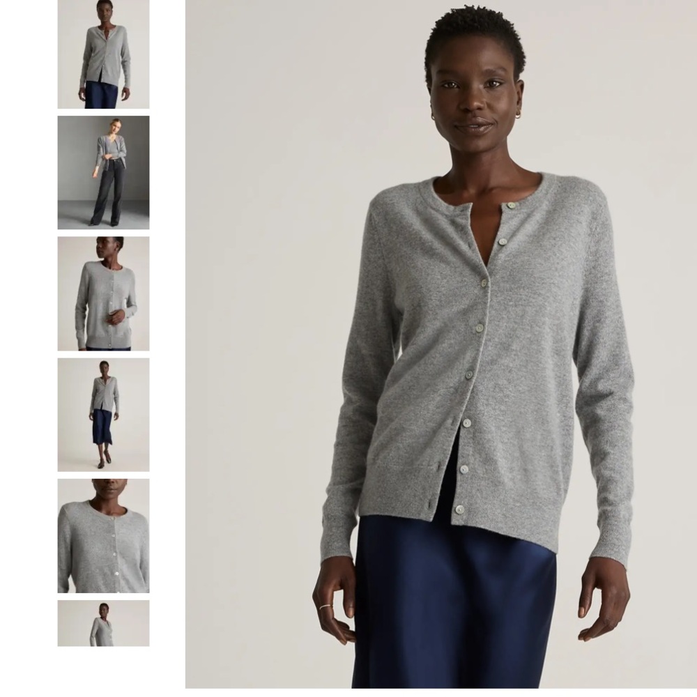 Quince 100% Cashmere Mongolian Cardigan Grey Button Front Sweater Size Small - Picture 1 of 11